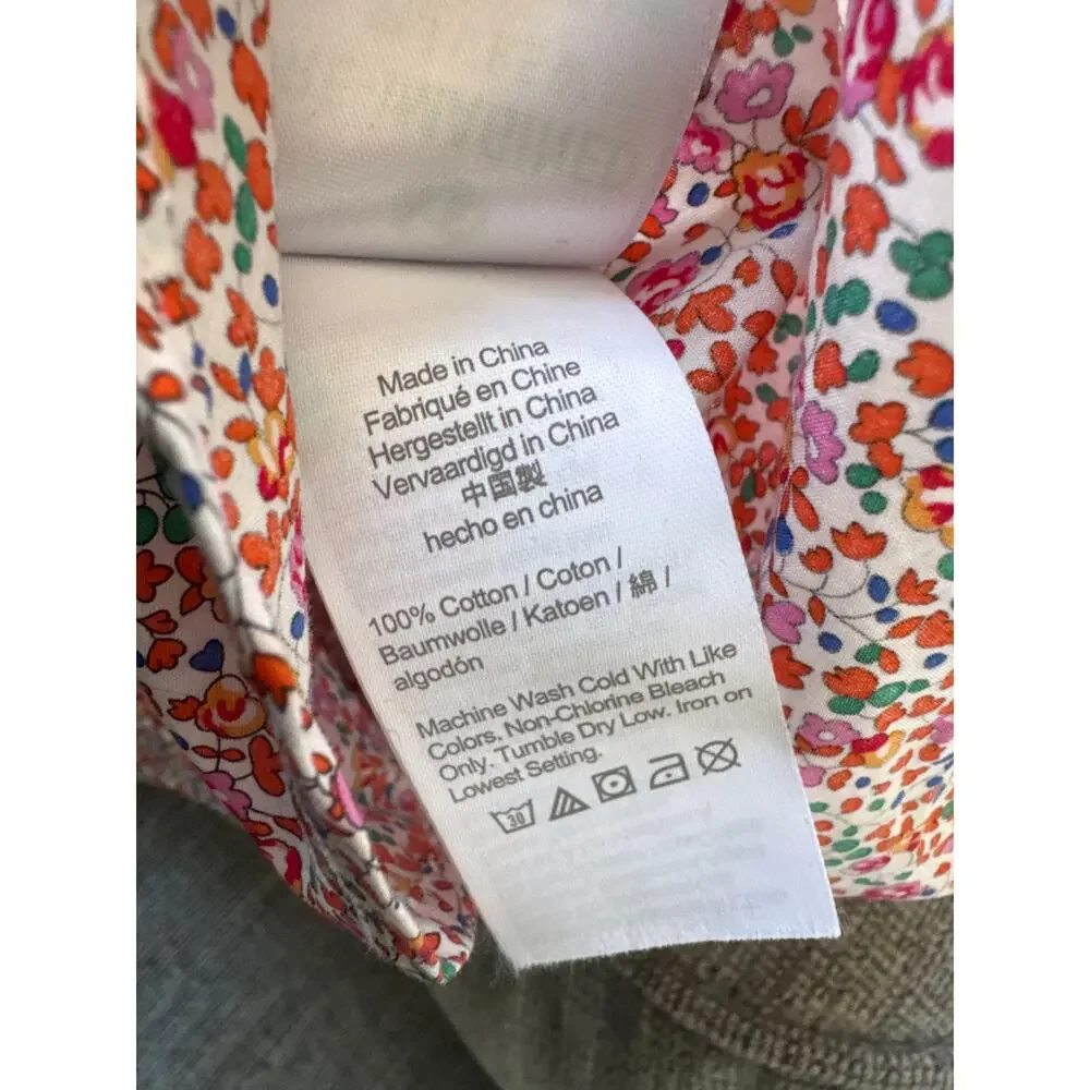 J. Crew Liberty Eloise Floral Classic-Fit Short Puff-Sleeve Shirt Pink Size 8 - Picture 8 of 10